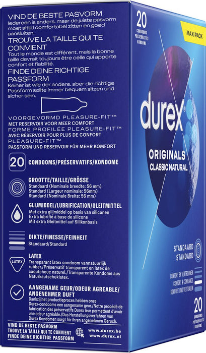Durex Originals Classic Natural - Condooms - 20 stuks-Erotiekvoordeel.nl