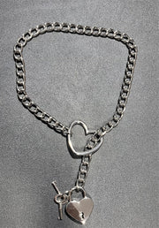 Liebe Seele - Ketting Collar met Hartvormig Hangslot - Zilver-Erotiekvoordeel.nl