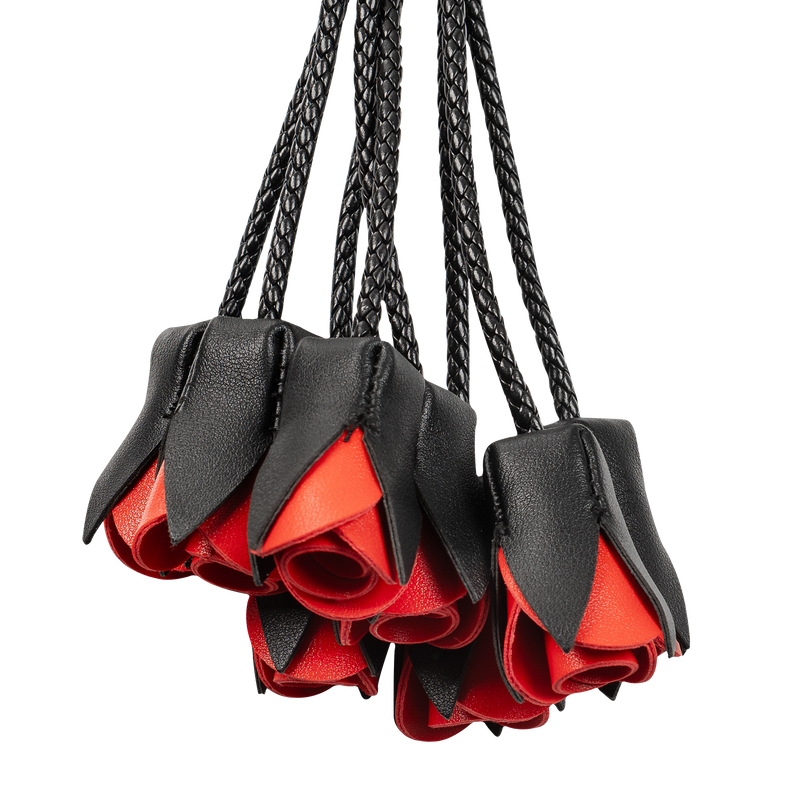 Rimba - BDSM Flogger met Rozen - Zwart/Rood-laced-up.nl
