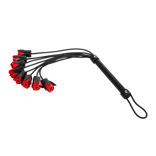 Rimba - BDSM Flogger met Rozen - Zwart/Rood-Erotiekvoordeel.nl