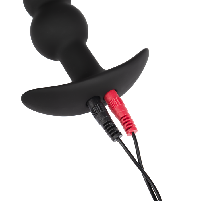 Rimba Electro Play - E-Stim Geribbelde Buttplug - Bi-Polair - Zwart-Erotiekvoordeel.nl