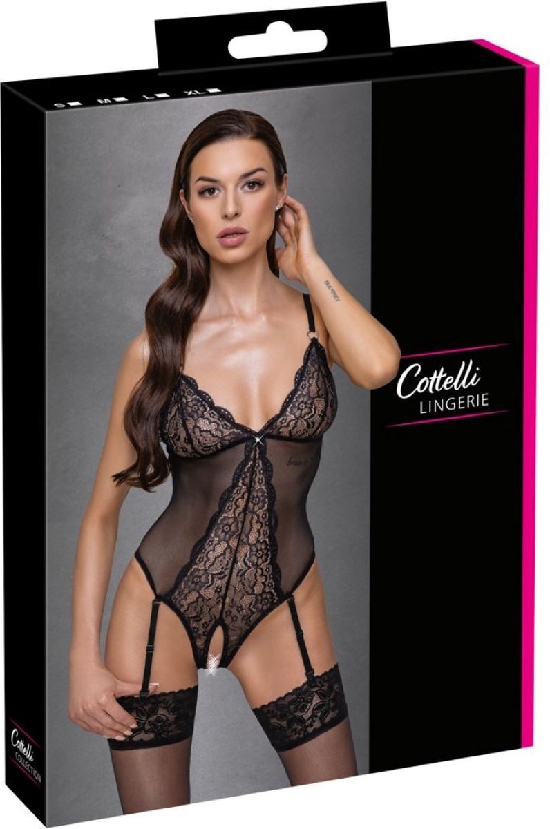 Cottelli Collection – Kruisloze Body – Zwart – L-laced-up.nl