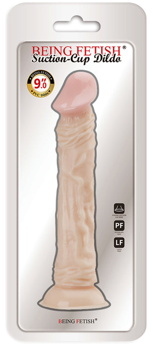 Being Fetish - Gode droit en PVC avec ventouse - 23 cm - Couleur peau claire