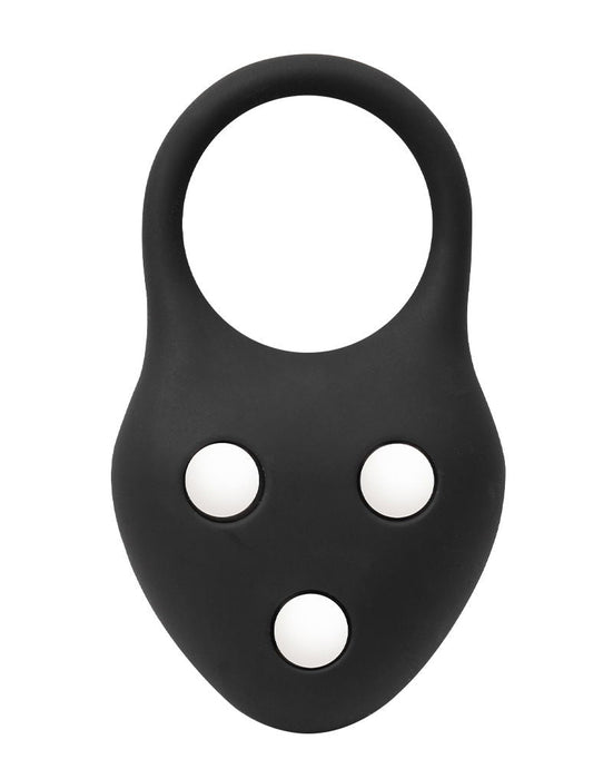 Rimba – Siliconen Ball Stretcher met Drie Metalen Kogeltjes - 110 gr - Zwart-Erotiekvoordeel.nl