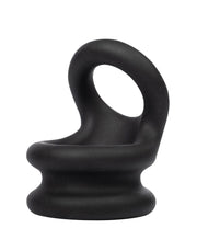 Rimba Bondage Play – Siliconen Cockring & Ballstretcher 2 in 1 - Zwart-laced-up.nl