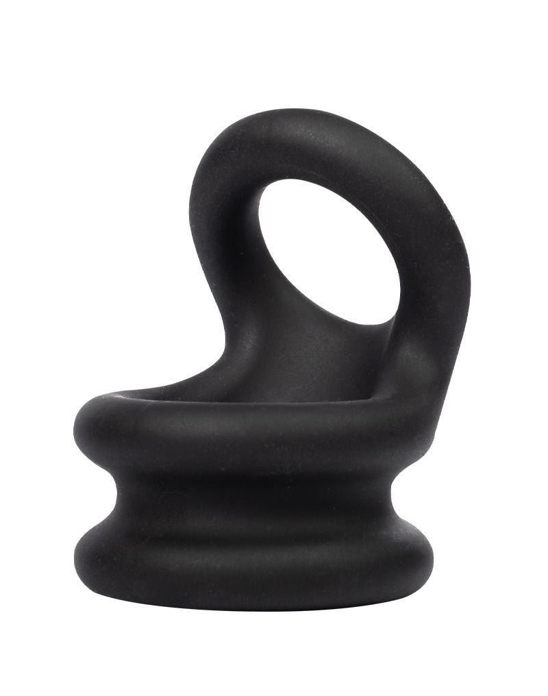 Rimba Bondage Play – Siliconen Cockring & Ballstretcher 2 in 1 - Zwart-laced-up.nl
