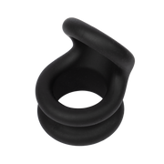 Rimba Bondage Play – Siliconen Cockring & Ballstretcher 2 in 1 - Zwart-laced-up.nl