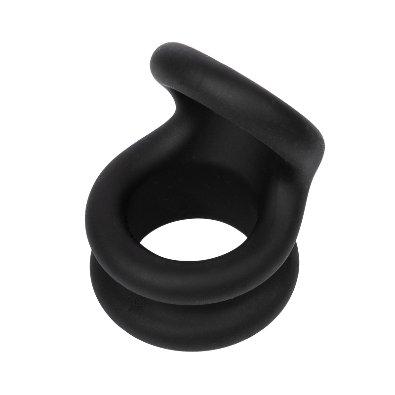 Rimba Bondage Play – Siliconen Cockring & Ballstretcher 2 in 1 - Zwart-laced-up.nl