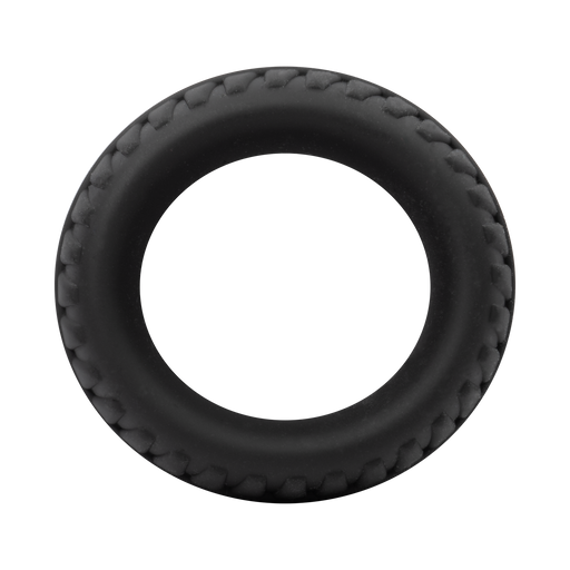 Rimba – Siliconen Cockring met Bandenmotief - Zwart-Erotiekvoordeel.nl