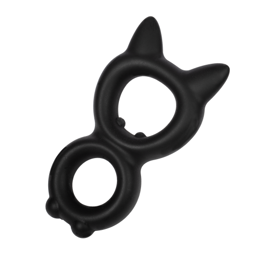 Rimba - Siliconen Kitty 8-vormige Cockring - Zwart-Erotiekvoordeel.nl