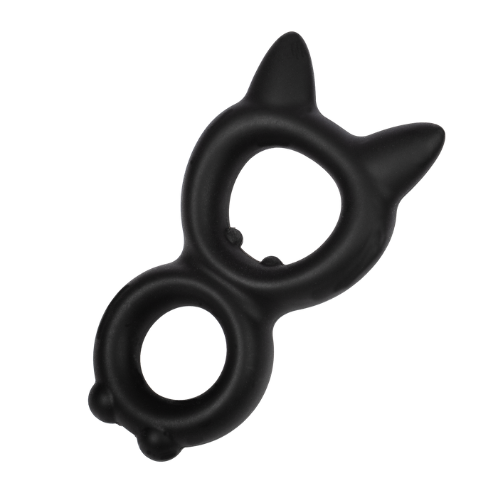 Rimba - Siliconen Kitty 8-vormige Cockring - Zwart-Erotiekvoordeel.nl