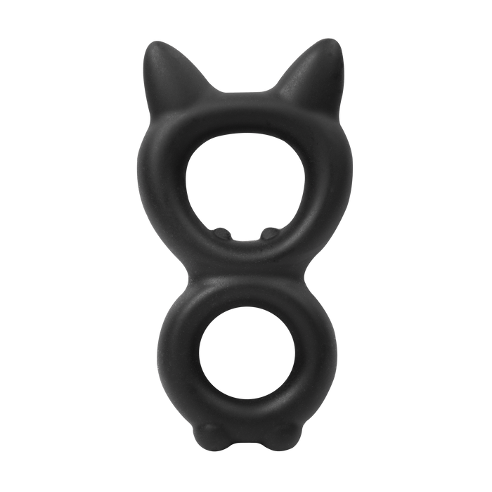 Rimba - Siliconen Kitty 8-vormige Cockring - Zwart-Erotiekvoordeel.nl