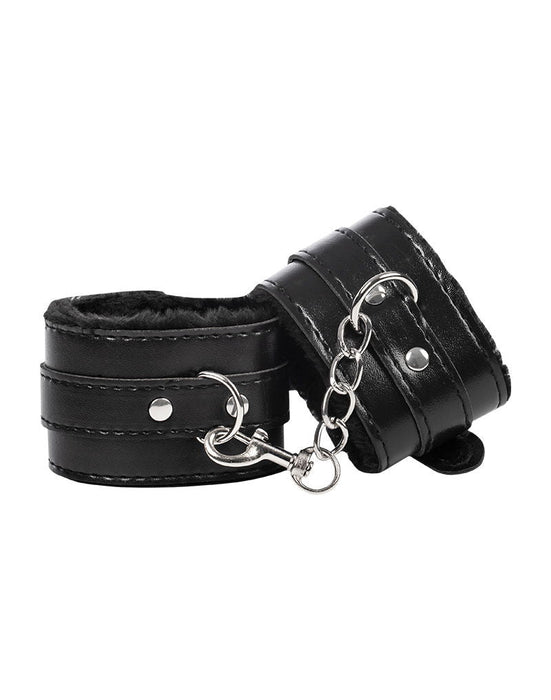 TieMeUp - Boeien imitatieleder - Zachte bontvoering - Zwart-Erotiekvoordeel.nl