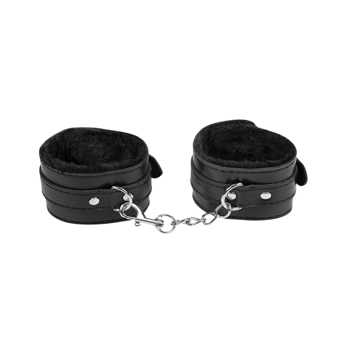 TieMeUp - Boeien imitatieleder - Zachte bontvoering - Zwart-Erotiekvoordeel.nl