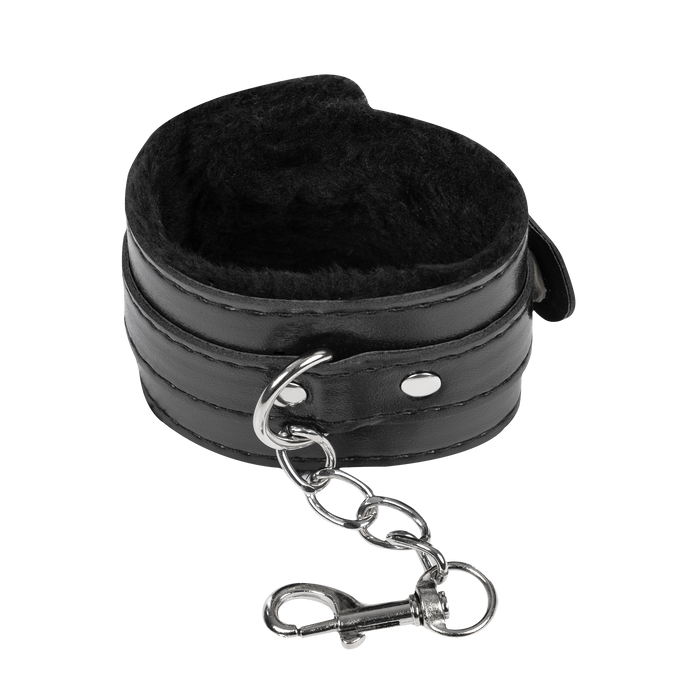 TieMeUp - Boeien imitatieleder - Zachte bontvoering - Zwart-Erotiekvoordeel.nl