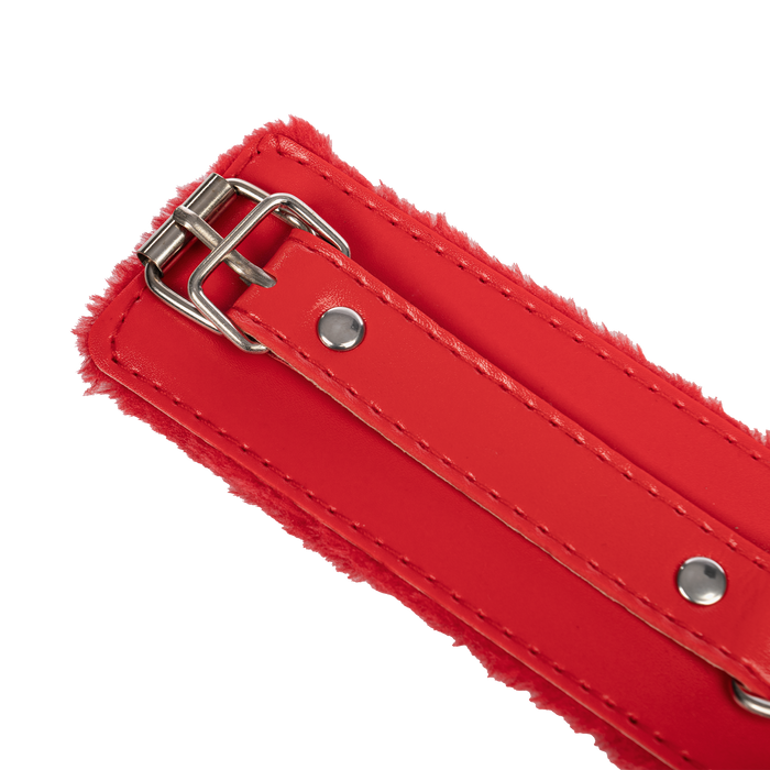 TieMeUp - Boeien imitatieleder - Zachte bontvoering - Rood-Erotiekvoordeel.nl