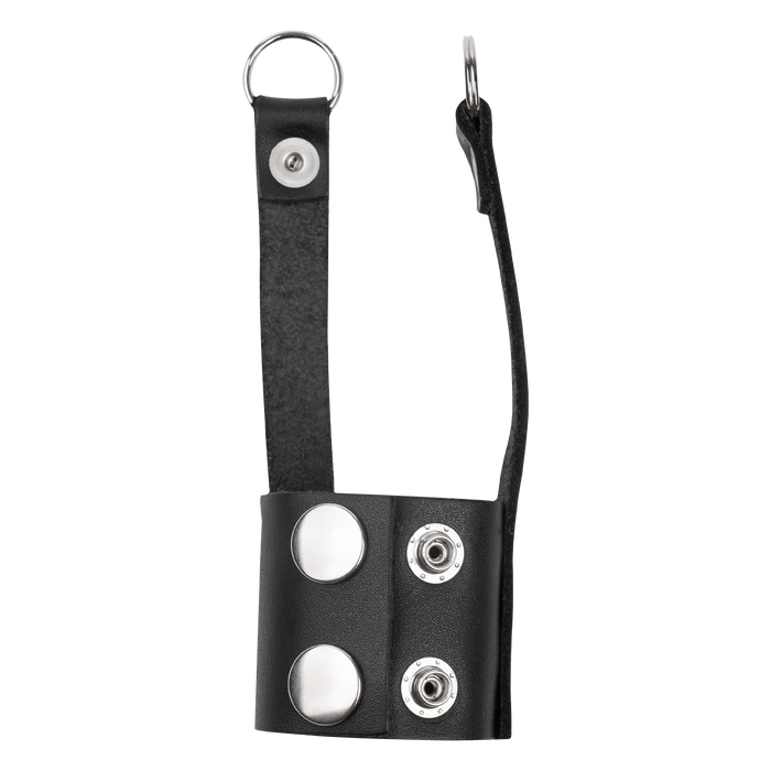 Rimba - Lederen ballstretcher met Riempjes voor Gewichten of Leiband - Zwart-Erotiekvoordeel.nl