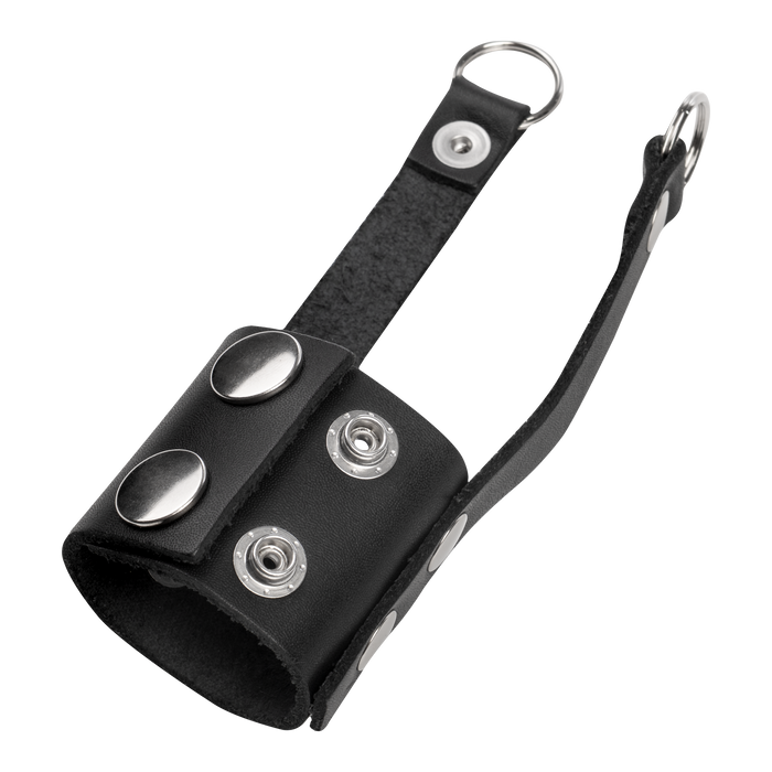 Rimba - Lederen ballstretcher met Riempjes voor Gewichten of Leiband - Zwart-Erotiekvoordeel.nl