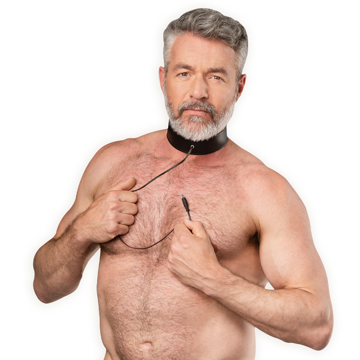 Rimba - Lederen Bipolaire Shock Halsband - Zwart-Erotiekvoordeel.nl