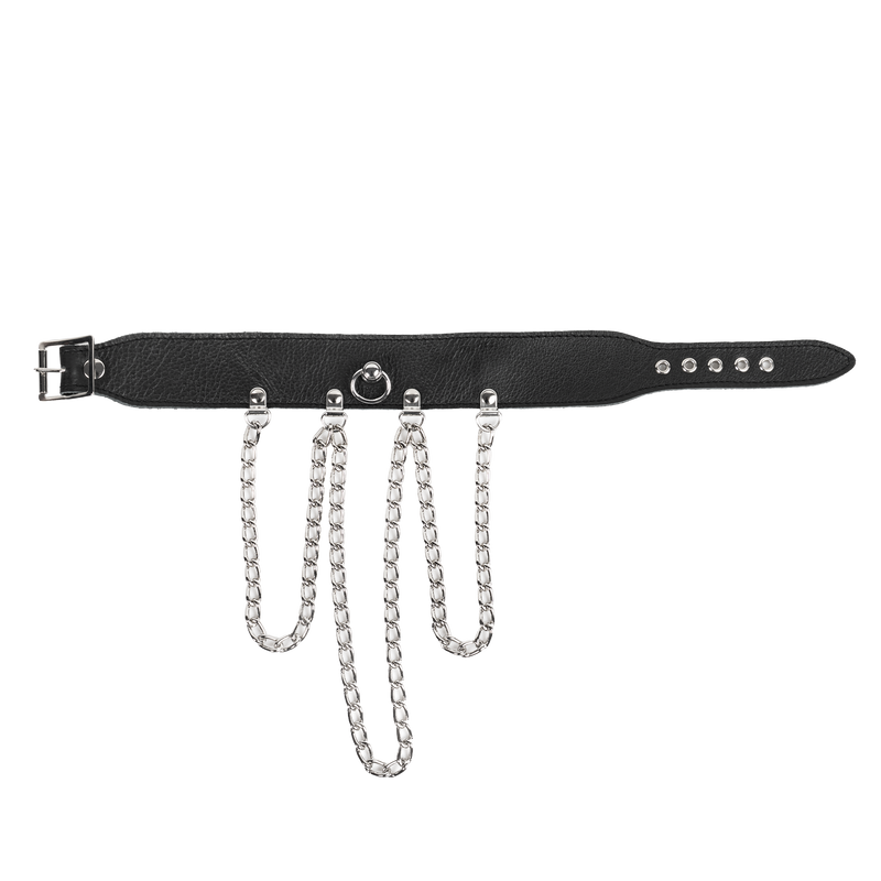 Rimba - Collar met Kettingen - Zwart & Zilver-laced-up.nl
