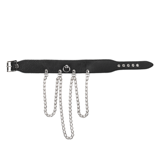 Rimba - Collar met Kettingen - Zwart & Zilver-Erotiekvoordeel.nl