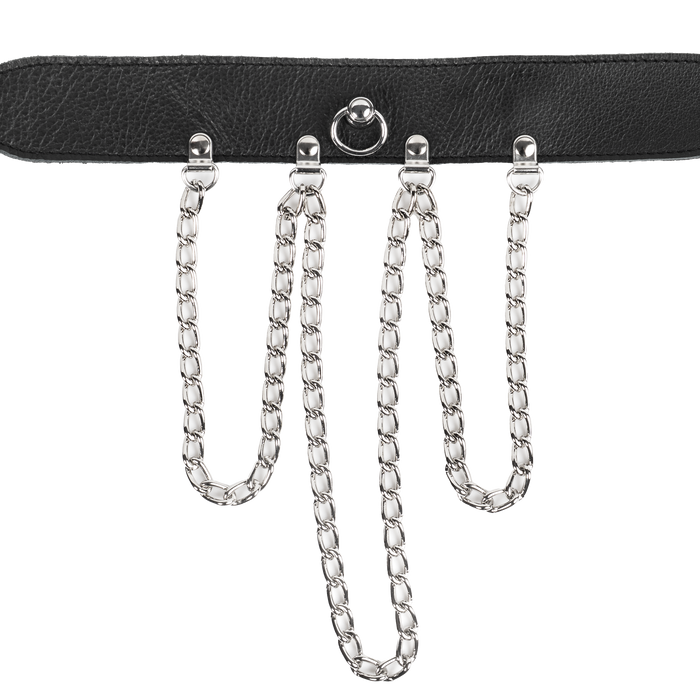 Rimba - Collar met Kettingen - Zwart & Zilver-Erotiekvoordeel.nl