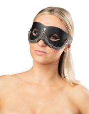Rimba - Lederen Masker met Kettingdecoratie - Zwart & Zilver-laced-up.nl