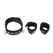 Rimba - Verstelbare Spreidstang met Halsband en Handboeien - Zwart/Zilver-laced-up.nl