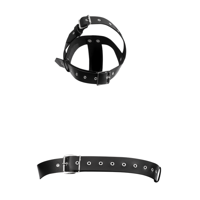Rimba - Lederen Fixatie Hoofdharnas - Zwart-Erotiekvoordeel.nl