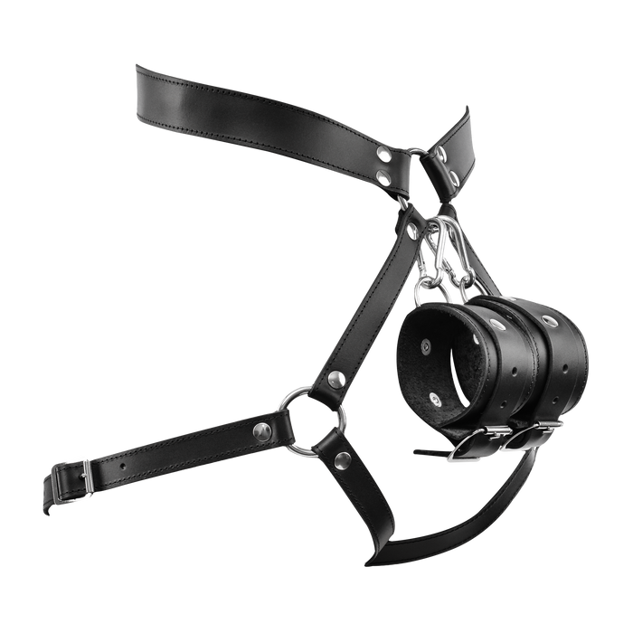 Rimba - Luxe Lederen Bondageharnas met Boeien - Zwart-Erotiekvoordeel.nl