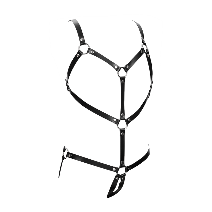 Rimba Bondage Play - Lederen Body Harnas - Zwart-Erotiekvoordeel.nl