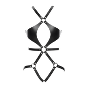 Rimba Bondage Play - Lederen Body Harnas met Cups - Zwart-laced-up.nl