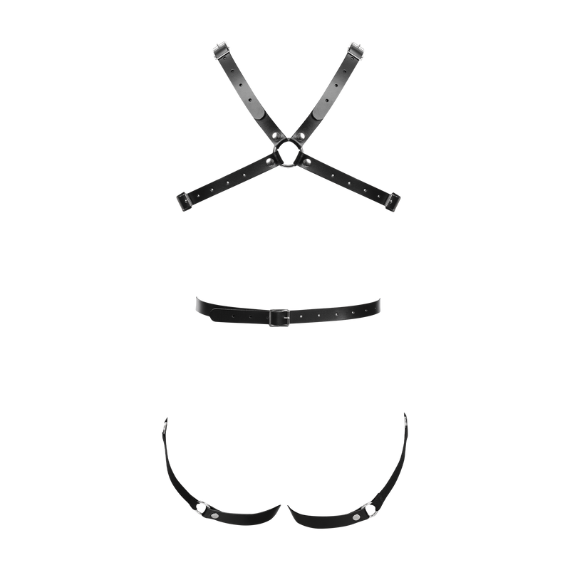 Rimba Bondage Play - Lederen Body Harnas met Cups - Zwart-laced-up.nl