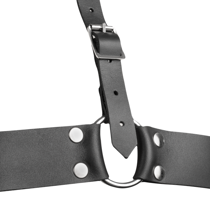 Rimba - Lederen Borstharnas met Halsband - Zwart-Erotiekvoordeel.nl