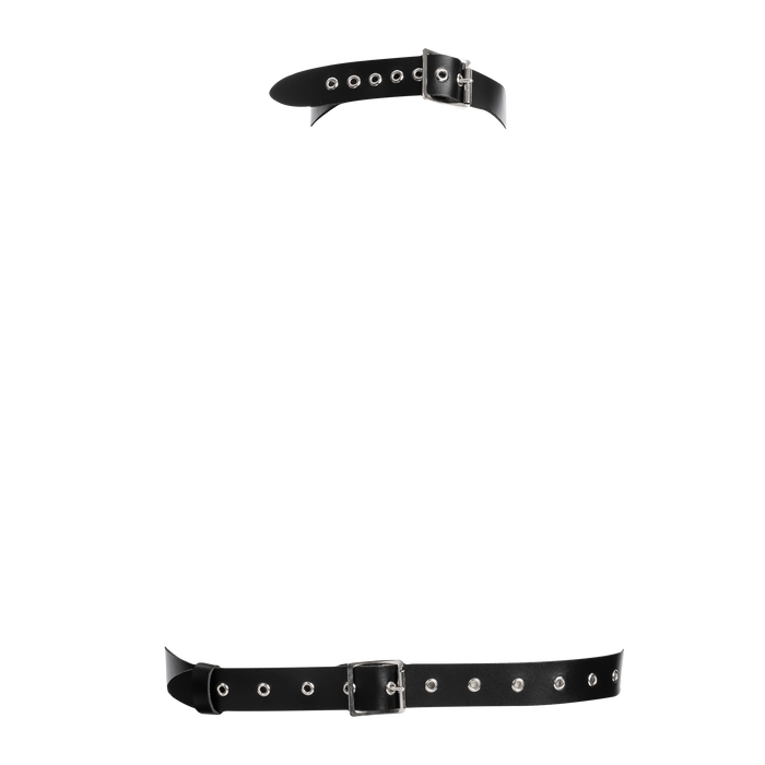 Rimba - Lederen Borstharnas met Halsband - Zwart-Erotiekvoordeel.nl