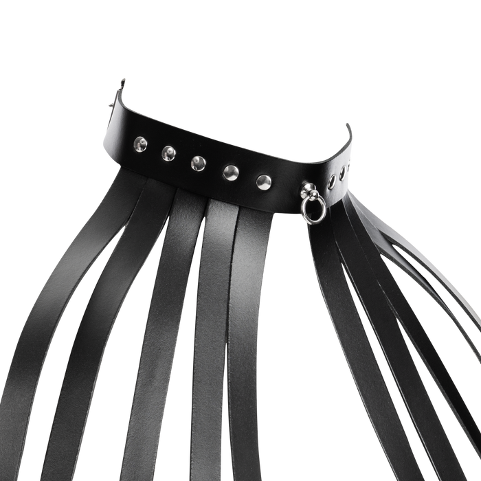Rimba - Lederen Borstharnas met Halsband - Zwart-Erotiekvoordeel.nl