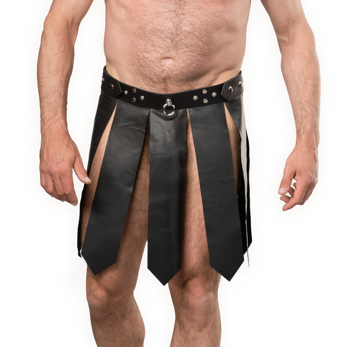 Rimba - Lederen Gladiator Herenrok - Zwart-Erotiekvoordeel.nl