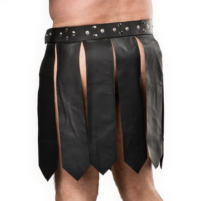 Rimba - Lederen Gladiator Herenrok - Zwart-Erotiekvoordeel.nl