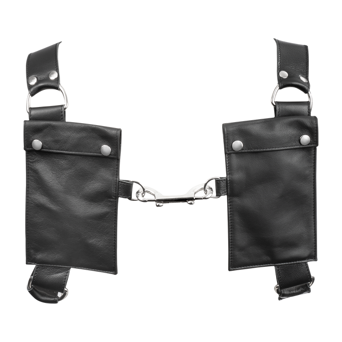 Rimba - Luxe Lederen Borstharnas met Zakken - Zwart-Erotiekvoordeel.nl