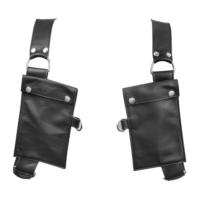 Rimba - Luxe Lederen Borstharnas met Zakken - Zwart-Erotiekvoordeel.nl