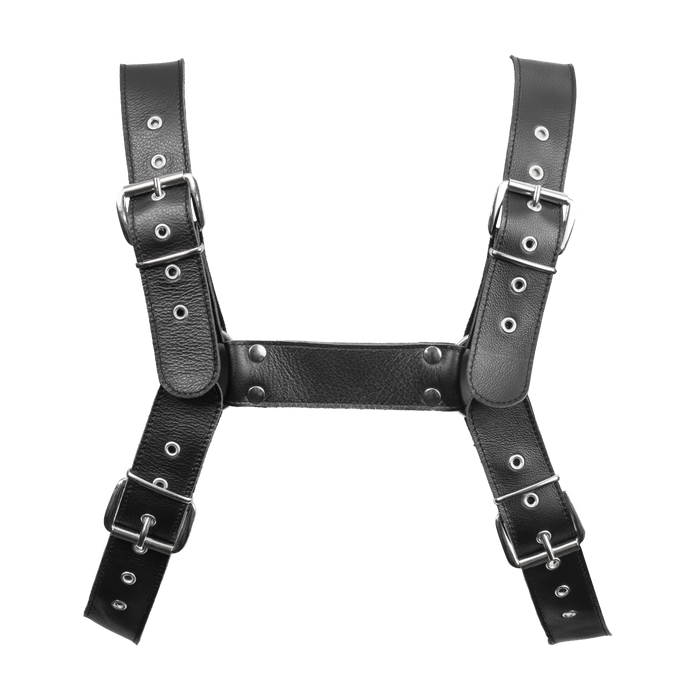 Rimba - Luxe Lederen Borstharnas met Zakken - Zwart-Erotiekvoordeel.nl