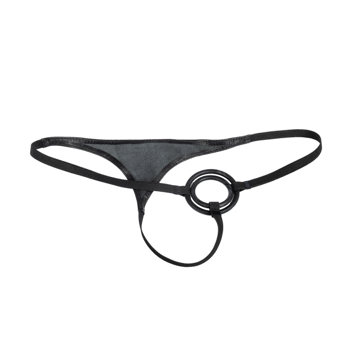 Rimba - Lederen Herenstring met Cockringen - Zwart-Erotiekvoordeel.nl