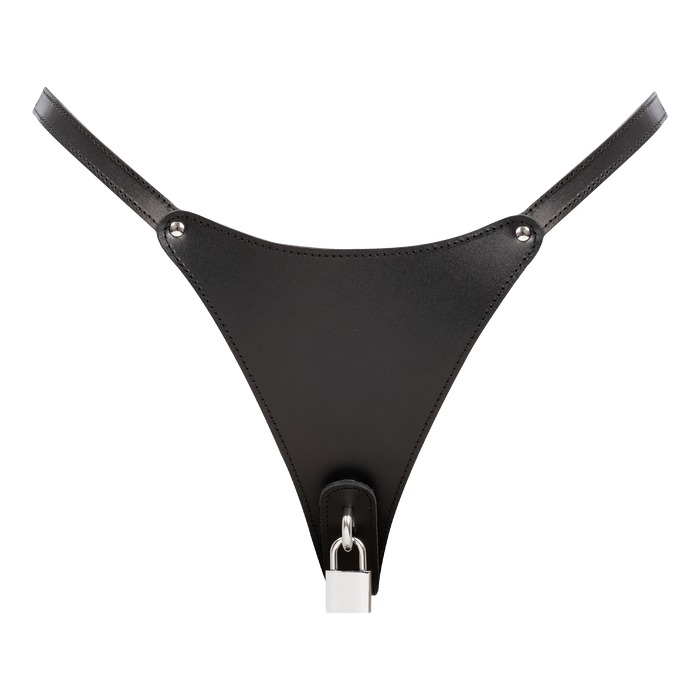 Rimba - Afsluitbare Lederen Damesstring - Zwart-Erotiekvoordeel.nl