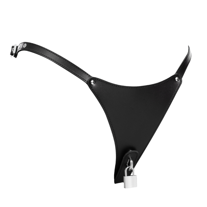 Rimba - Afsluitbare Lederen Damesstring - Zwart-Erotiekvoordeel.nl
