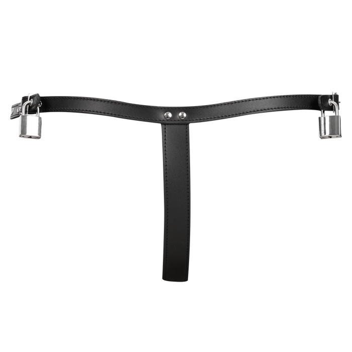 Rimba - Afsluitbare Lederen Damesstring - Zwart-Erotiekvoordeel.nl