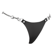 Rimba - Lederen string met afneembare kettingen - Zwart/Zilver-Erotiekvoordeel.nl