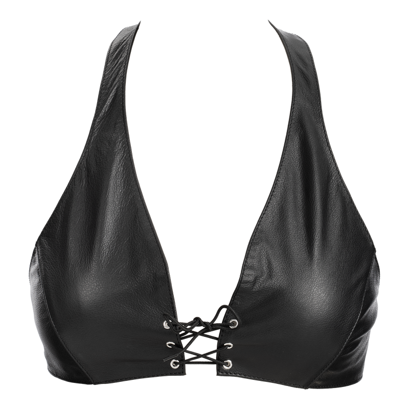 Rimba - Lederen Bustier met Vetersluiting - Zwart-laced-up.nl