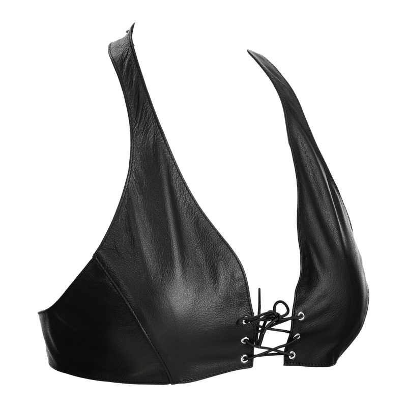Rimba - Lederen Bustier met Vetersluiting - Zwart-laced-up.nl