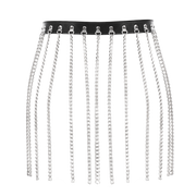 Rimba - Luxe Lederen Kettingen Rokje - Zwart/Zilver-Laced-up.nl