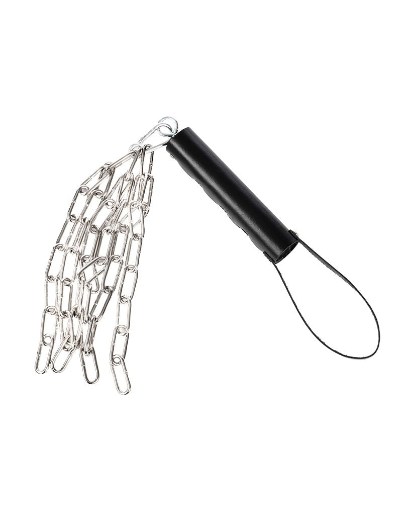 Rimba - Lederen Zweep met Metalen Ketting - Zwart & Zilver-laced-up.nl